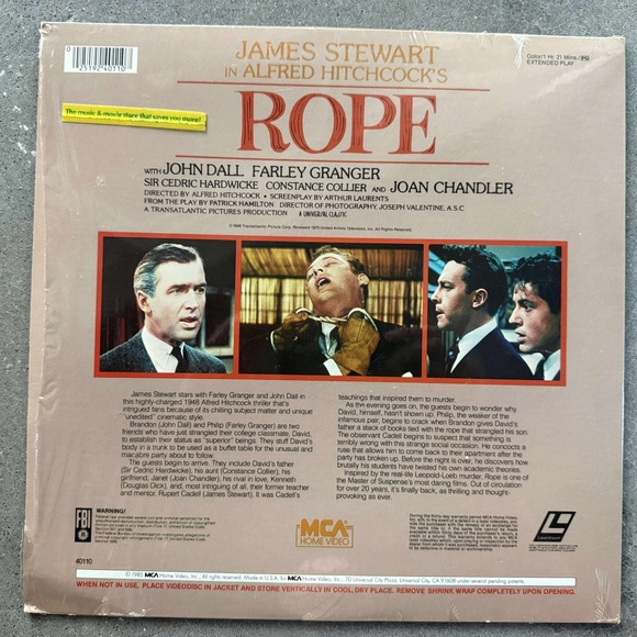 “ROPE” LASERDISC LD (1948) ALFRED HITCHCOCK - Picture 2 of 3